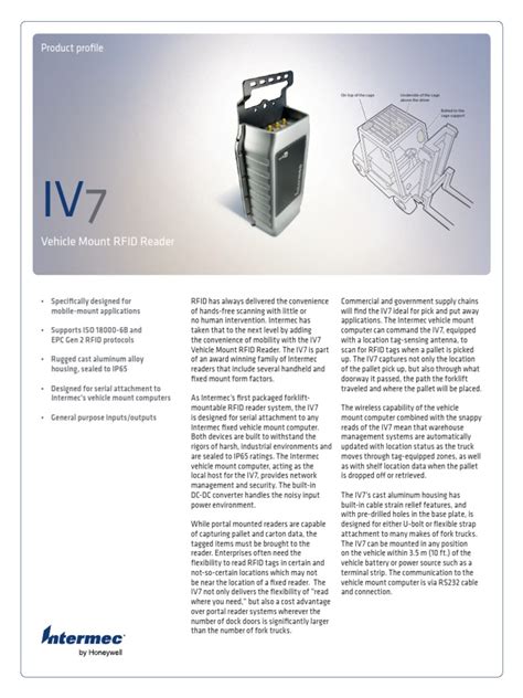 IV7 RFID Vehicle Mount Reader Data Sheet 